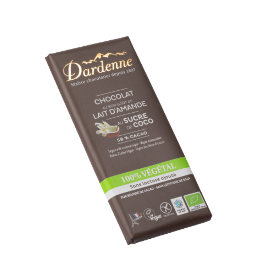 100% VEGETAL ~ Chocolat 100% VÉGÉTAL au SUCRE de COCO - 100g - Chocolat  Dardenne