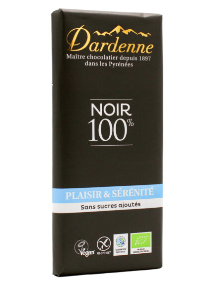 Plaisir & Sérénité ~ NOIR 100% cacao, zéro sucres ajoutés - 70g