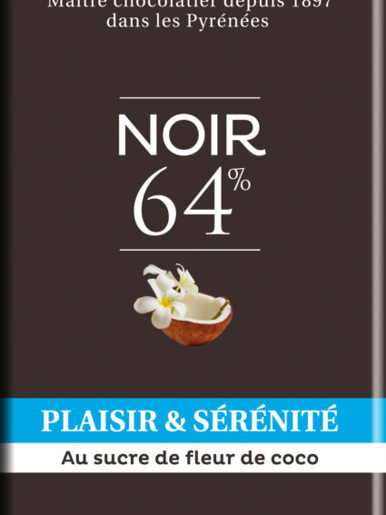 Plaisir & Sérénité ~ Chocolat NOIR au SUCRE de COCO - 80g