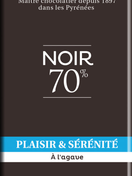 Plaisir & Sérénité~ Chocolat NOIR à l'AGAVE - 80g