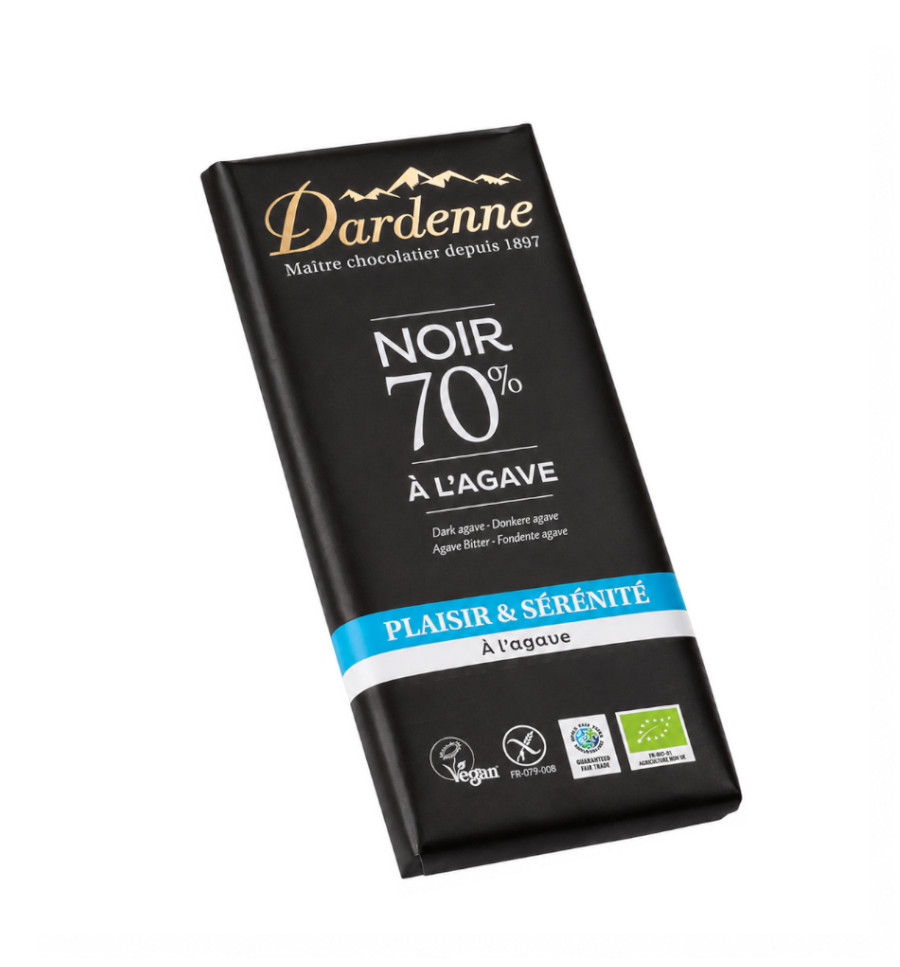 Plaisir & Sérénité~ Chocolat NOIR à l'AGAVE - 80g